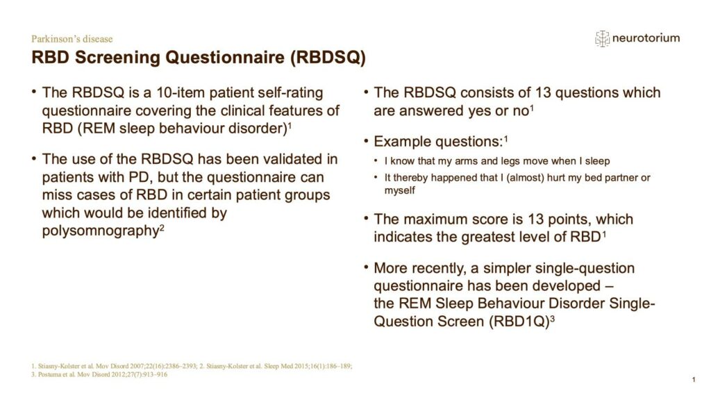 RBD Screening Questionnaire (RBDSQ)